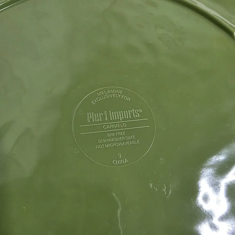 Pier 1 Carmelo Melamine Plates Set of 2 (Teal & Green) Rustic Crackle 11
